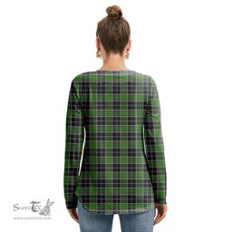 ScotsTee Shop Scottish Webster Clan Tartan Womens V Neck Lace Up Criss Cross Sweatshirt