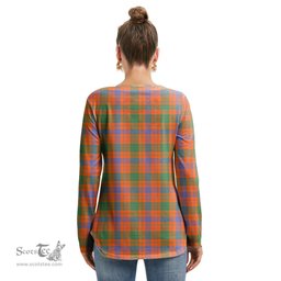 ScotsTee Shop Scottish Ross Ancient Clan Tartan Womens V Neck Lace Up Criss Cross Sweatshirt