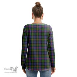 ScotsTee Shop Scottish Murray of Atholl Modern Clan Tartan Womens V Neck Lace Up Criss Cross Sweatshirt