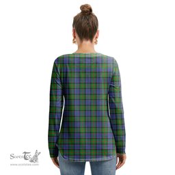 ScotsTee Shop Scottish Paterson Clan Tartan Womens V Neck Lace Up Criss Cross Sweatshirt