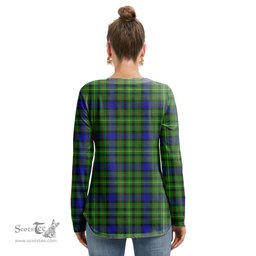 ScotsTee Shop Scottish Rollo Modern Clan Crest Tartan Womens V Neck Lace Up Criss Cross Sweatshirt