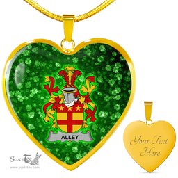 ScotsTee Shop Irish Alley Coat of Arms Crest Ireland Shamrock Heart Necklace