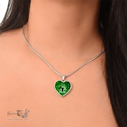 ScotsTee Shop Irish Connaughton Coat of Arms Crest Ireland Shamrock Heart Necklace