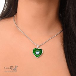 ScotsTee Shop Irish House of MACGILFOYLE Coat of Arms Crest Ireland Shamrock Heart Necklace