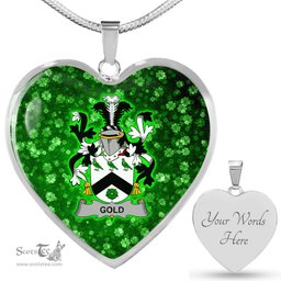 ScotsTee Shop Irish Gold Coat of Arms Crest Ireland Shamrock Heart Necklace