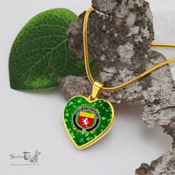 ScotsTee Shop Irish House of MACQUILLAN Coat of Arms Crest Ireland Shamrock Heart Necklace