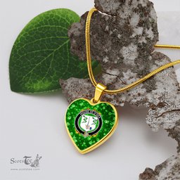 ScotsTee Shop Irish House of O DEA Coat of Arms Crest Ireland Shamrock Heart Necklace
