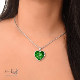ScotsTee Shop Irish McCaffrey Coat of Arms Crest Ireland Shamrock Heart Necklace