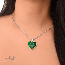 ScotsTee Shop Irish House of O TREHY Troy Coat of Arms Crest Ireland Shamrock Heart Necklace