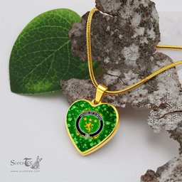 ScotsTee Shop Irish House of O MORE Coat of Arms Crest Ireland Shamrock Heart Necklace