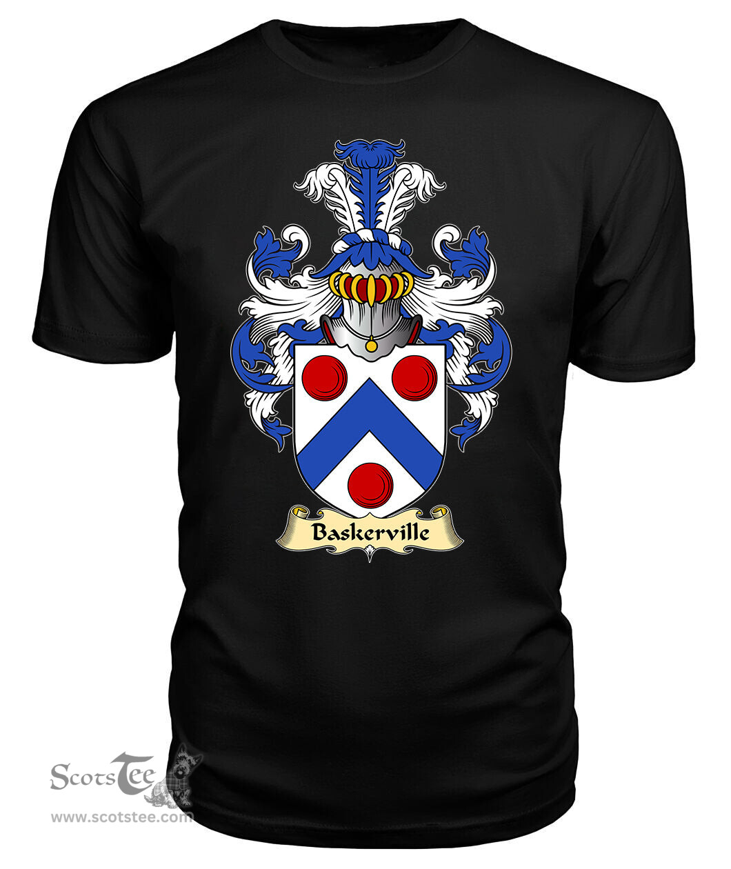 Baskerville (of Eardisley, Herefordshire) Coat Of Arms Family Crest Wales V23 T Shirt ScotsTee Shop