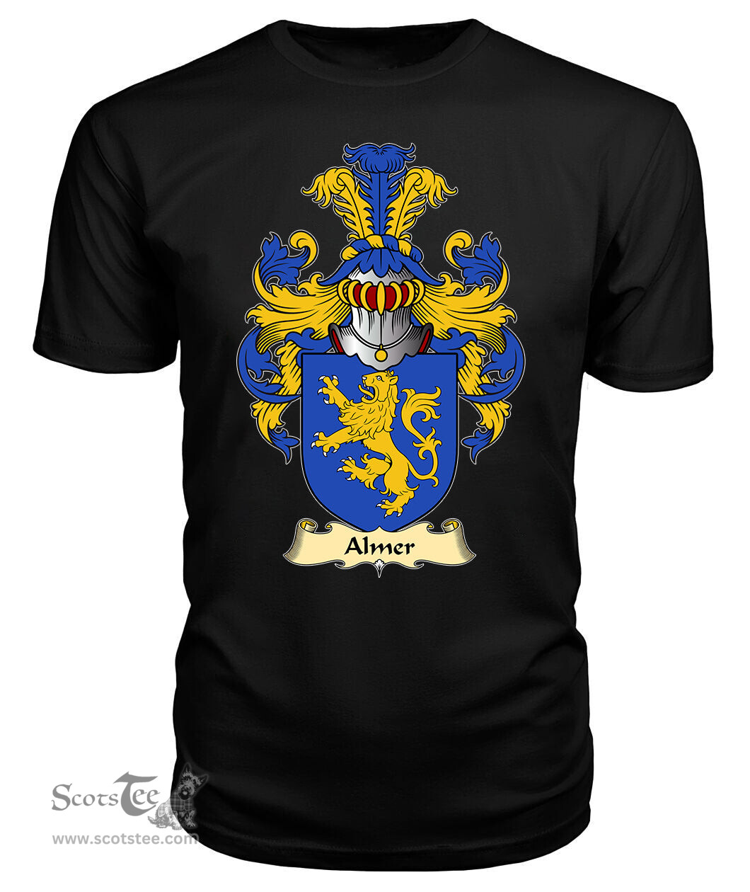 Almer (of Pant locyn, Denbighshire) Coat Of Arms Family Crest Wales V23 T Shirt ScotsTee Shop