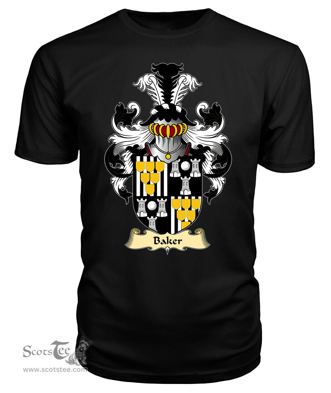 Baker (of Abergavenny) Coat Of Arms Family Crest Wales V23 T Shirt ScotsTee Shop