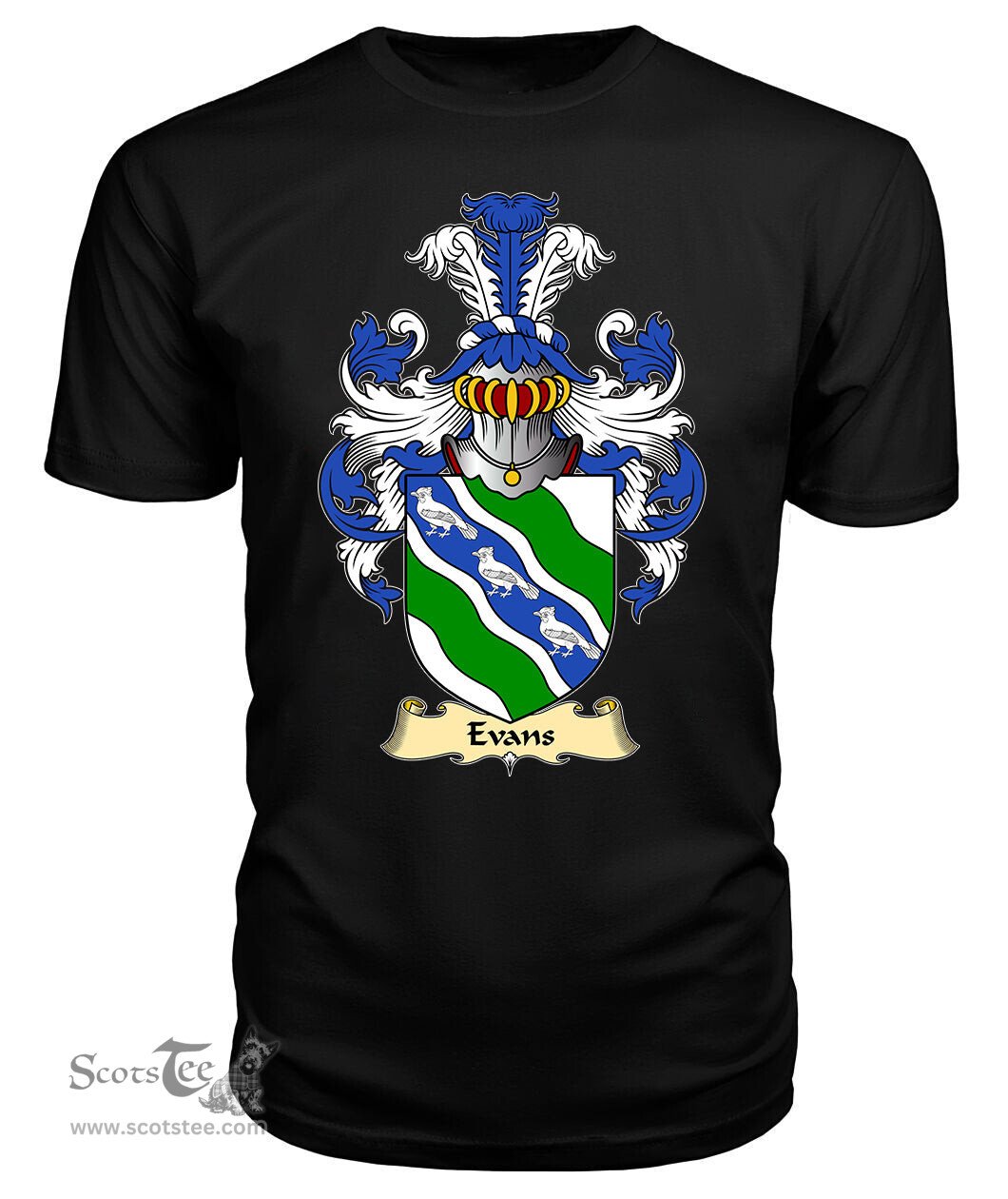 Evans (of Chester) Coat Of Arms Family Crest Wales V23 T Shirt ScotsTee Shop
