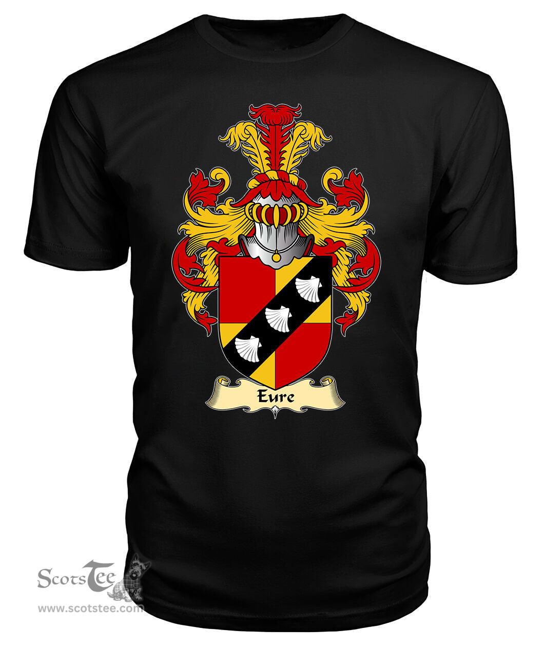 Eure (Commander of Slebech, Pembrokeshire) Coat Of Arms Family Crest Wales V23 T Shirt ScotsTee Shop