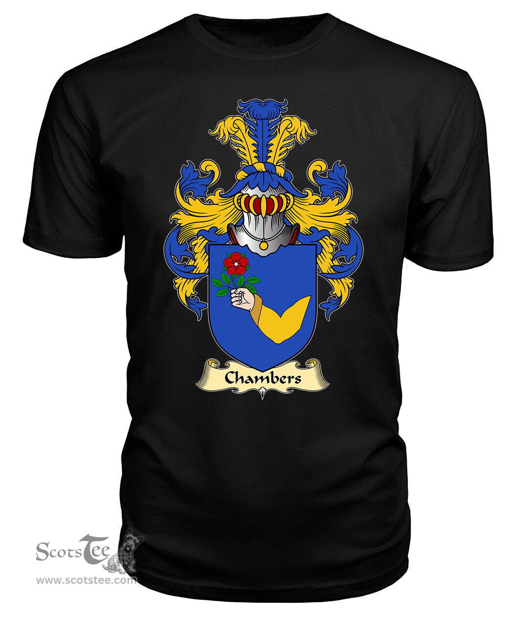 Chambers (of Denbighshire) Coat Of Arms Family Crest Wales V23 T Shirt ScotsTee Shop