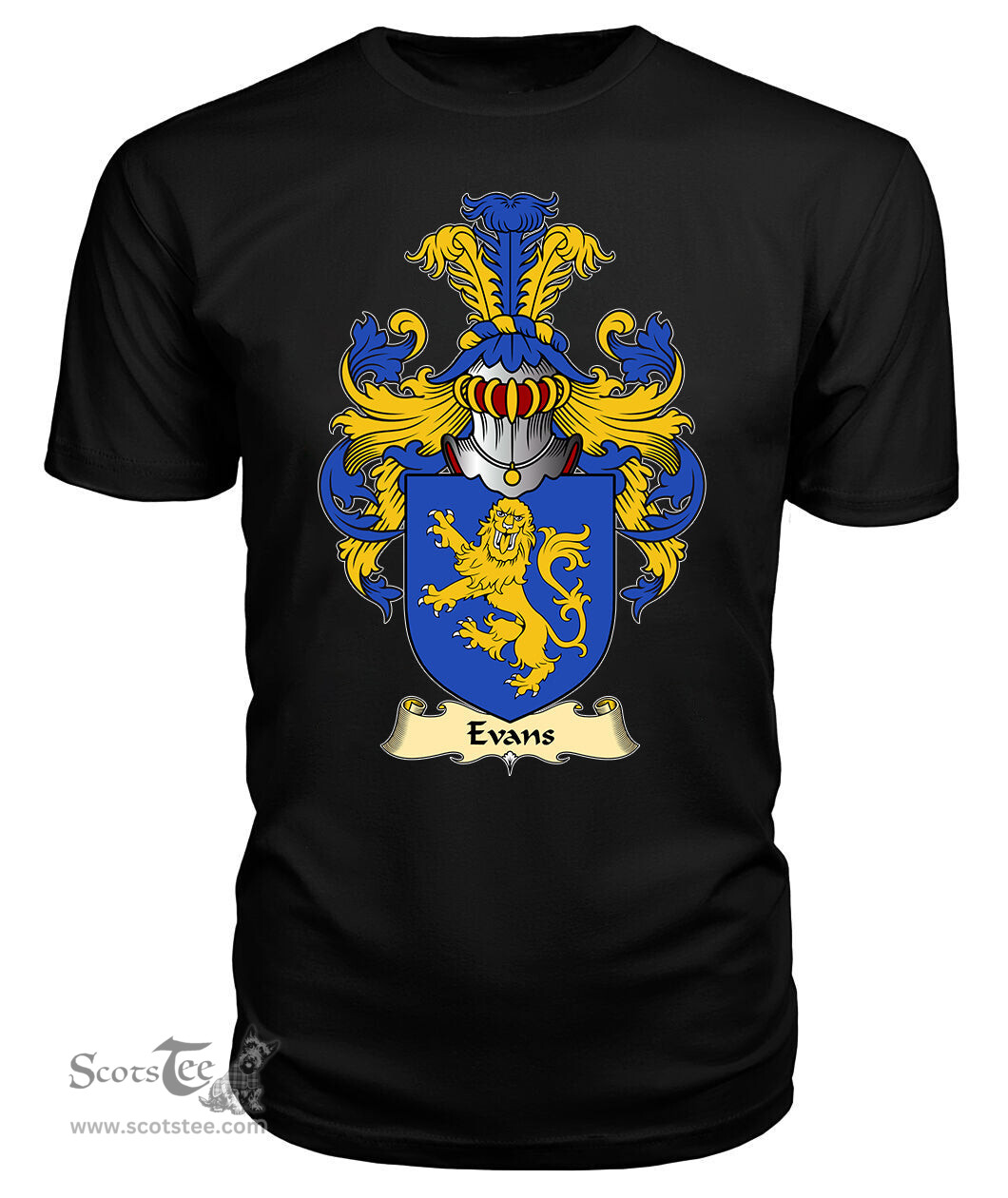 Evans (of Montgomeryshire) Coat Of Arms Family Crest Wales V23 T Shirt ScotsTee Shop