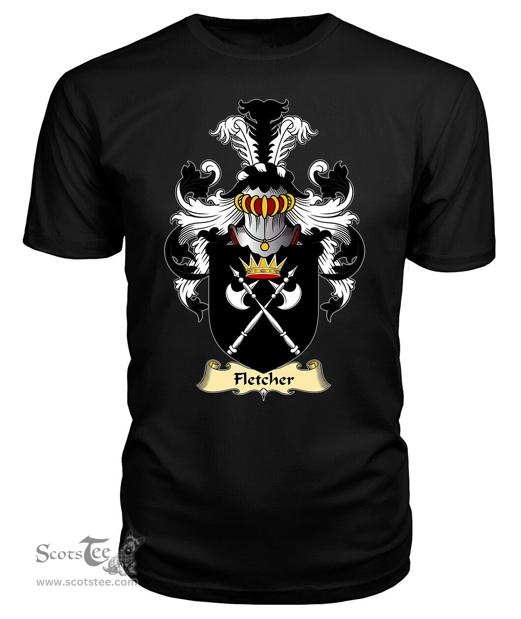 Fletcher (of Denbighshire) Coat Of Arms Family Crest Wales V23 T Shirt ScotsTee Shop