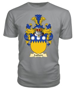 Lathom (of Lleweni Green, Denbighshire) Coat Of Arms Family Crest Wales V23 T Shirt ScotsTee Shop