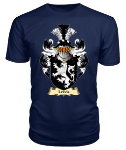 Lewis (of Y Fan or Van, Caerphilly, Glamorgan) Coat Of Arms Family Crest Wales V23 T Shirt ScotsTee Shop