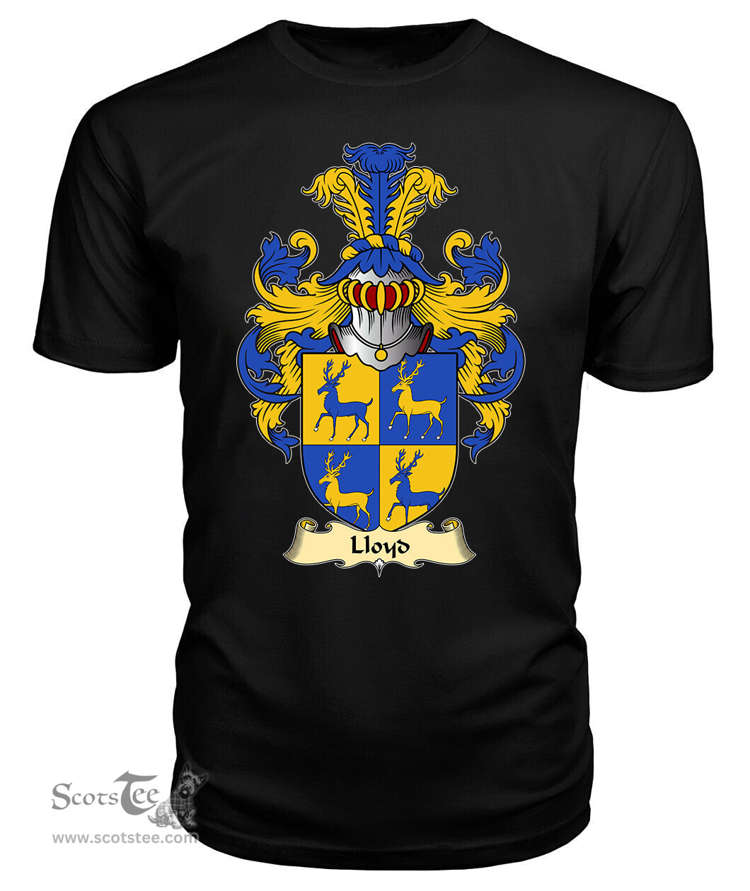 Lloyd (of Foxhal, Henllan, Denbighshire) Coat Of Arms Family Crest Wales V23 T Shirt ScotsTee Shop