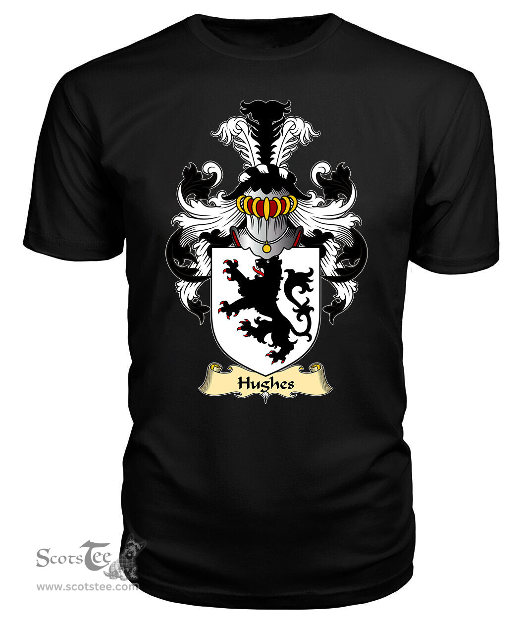 Hughes (of Gwerclas, Merionethshire) Coat Of Arms Family Crest Wales V23 T Shirt ScotsTee Shop