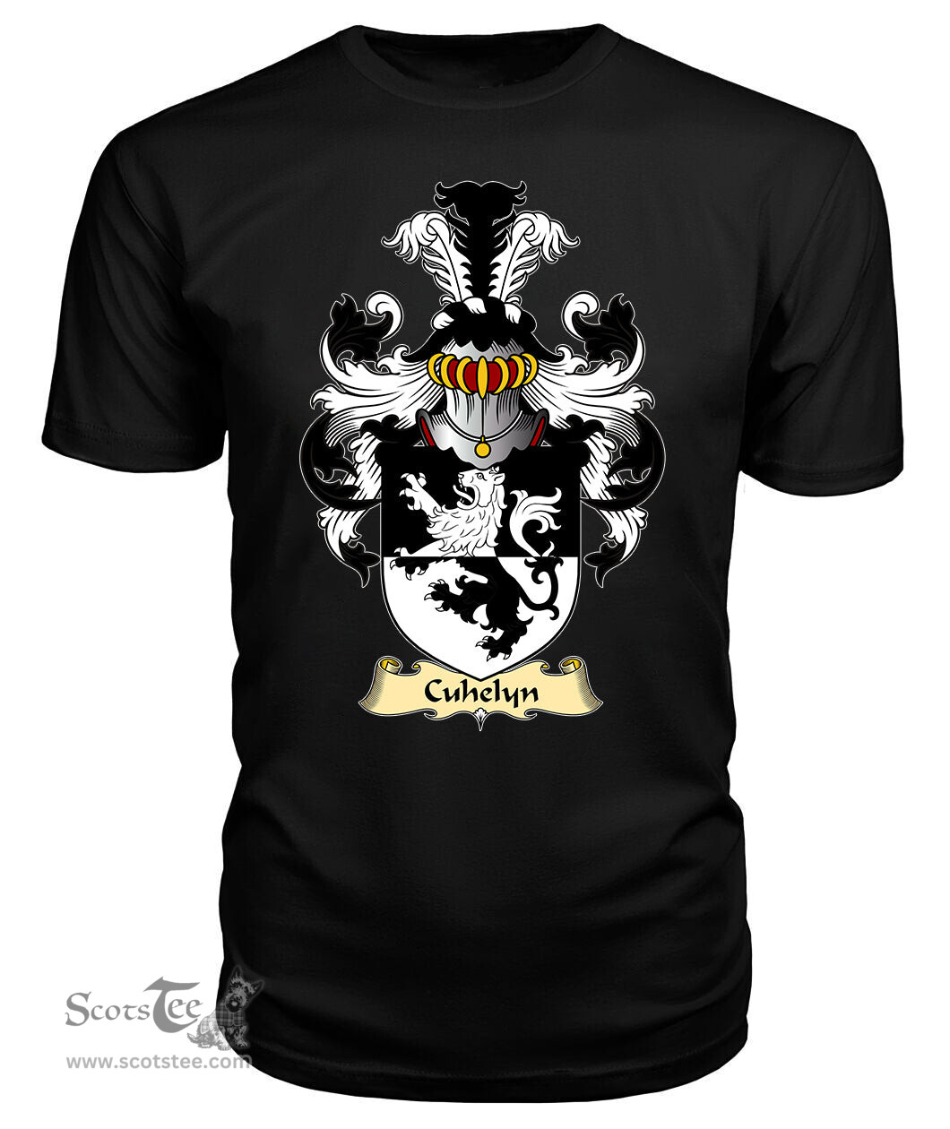 Cuhelyn (OF MOCHNANT, Denbighshire) Coat Of Arms Family Crest Wales V23 T Shirt ScotsTee Shop
