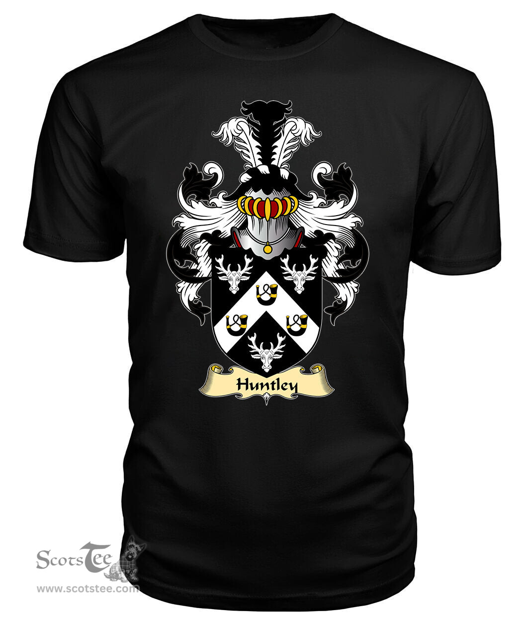 Huntley (of Hadnock, Monmouthshire) Coat Of Arms Family Crest Wales V23 T Shirt ScotsTee Shop