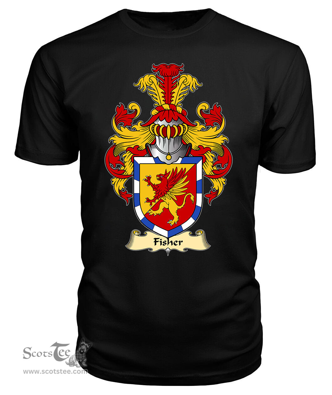 Fisher (of Carmarthenshire) Coat Of Arms Family Crest Wales V23 T Shirt ScotsTee Shop