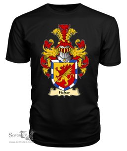 Fisher (of Carmarthenshire) Coat Of Arms Family Crest Wales V23 T Shirt ScotsTee Shop