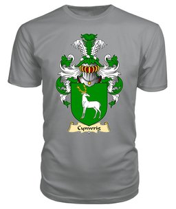 Cynwrig (FYCHAN -or CWNWS DDU) Coat Of Arms Family Crest Wales V23 T Shirt ScotsTee Shop
