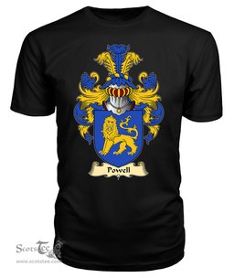 Powell (of Rhiwabon, Denbighshire) Coat Of Arms Family Crest Wales V23 T Shirt ScotsTee Shop
