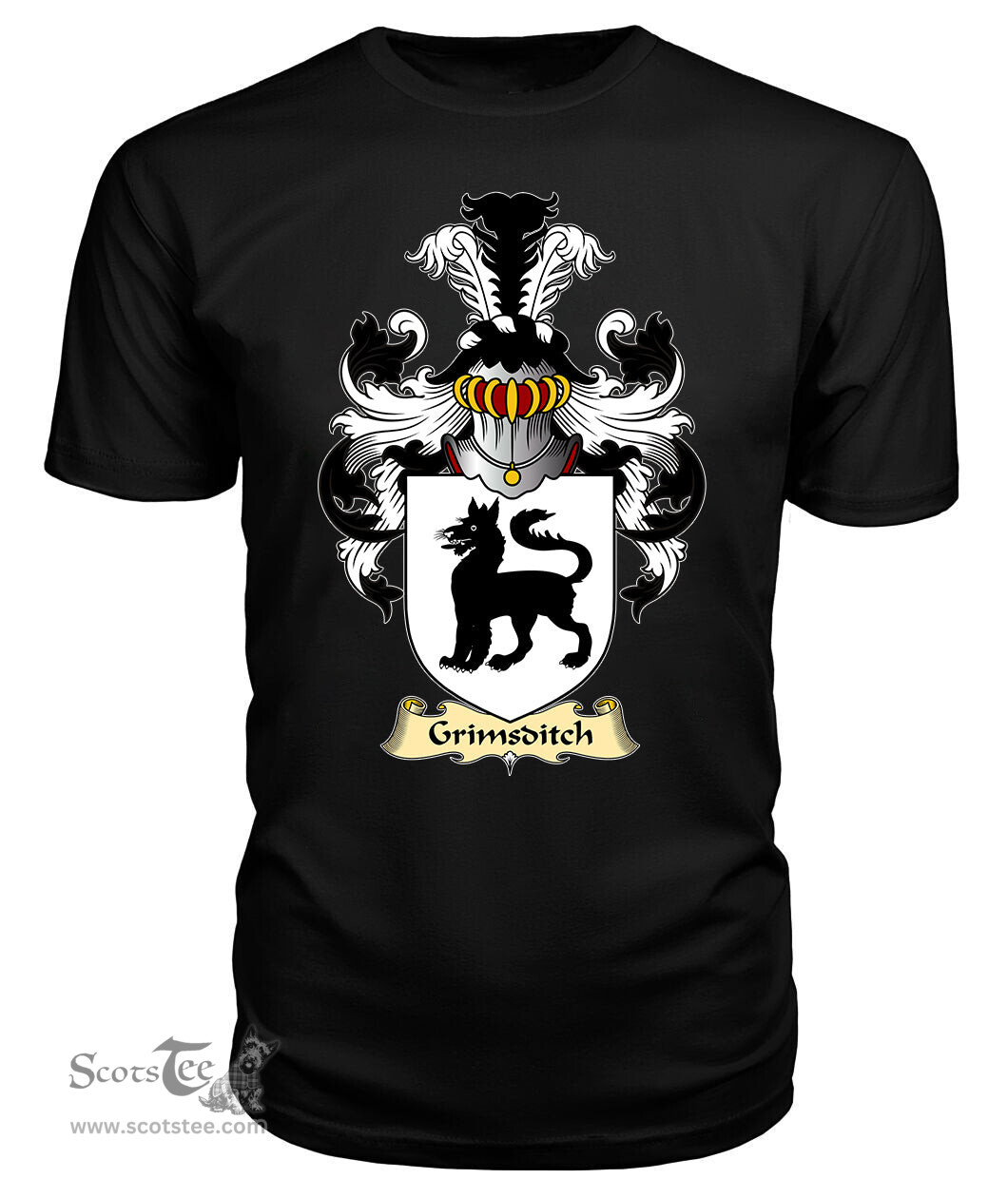 Grimsditch (of Rhuddlan, Flint) Coat Of Arms Family Crest Wales V23 T Shirt ScotsTee Shop