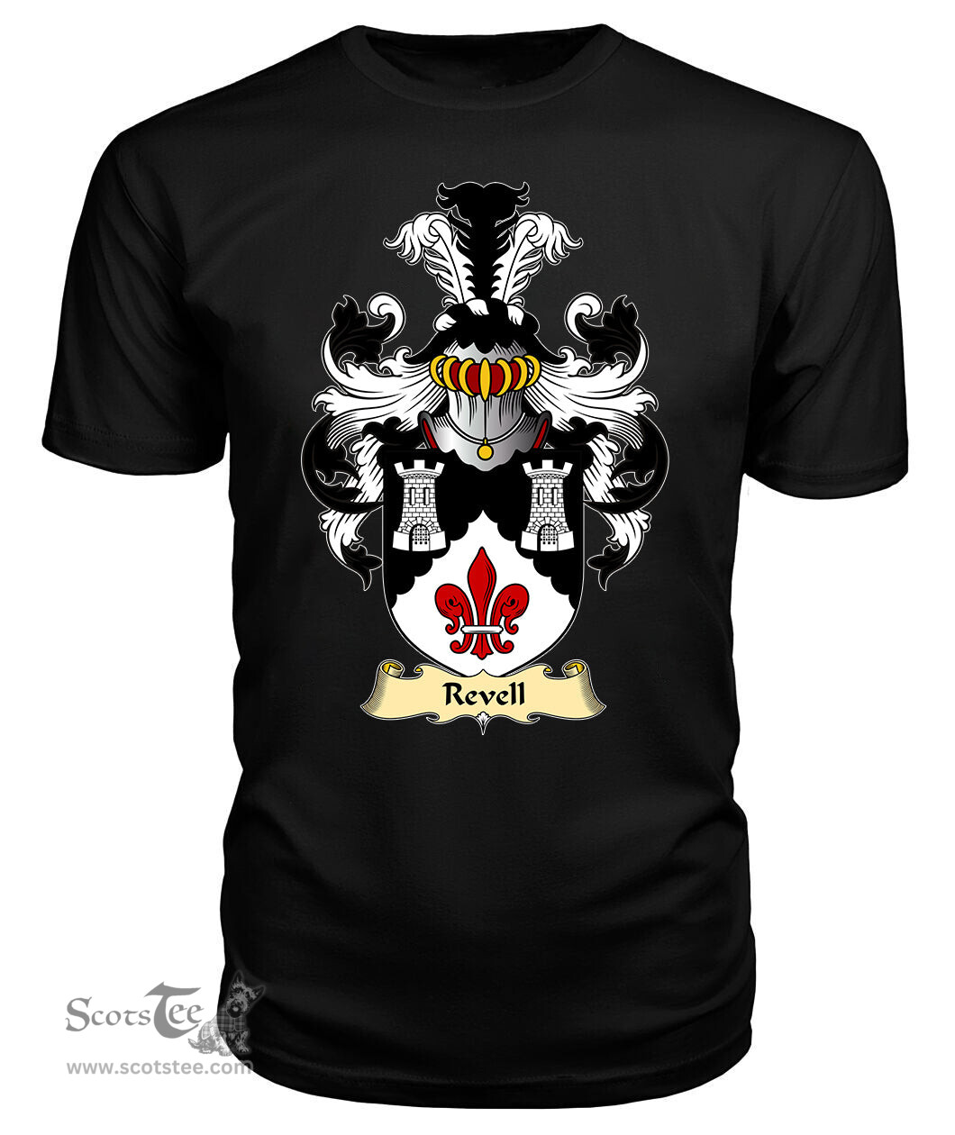 Revell (of Cilgerran, Pembrokeshire) Coat Of Arms Family Crest Wales V23 T Shirt ScotsTee Shop