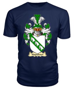 Myddleton (of Gwenynog, Denbighshire) Coat Of Arms Family Crest Wales V23 T Shirt ScotsTee Shop