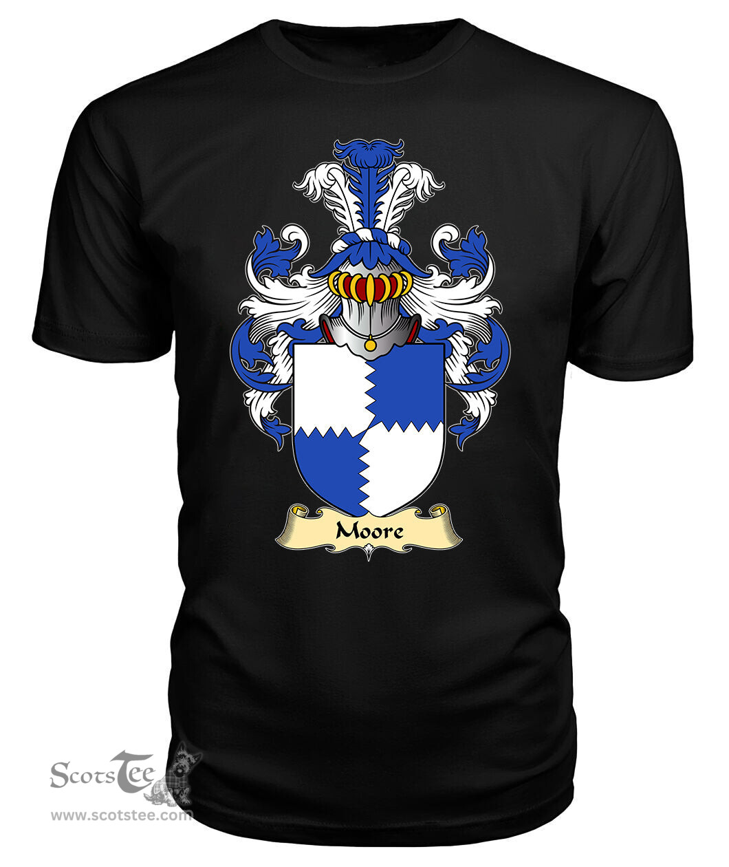 Moore (lords of Crick, Monmouthshire) Coat Of Arms Family Crest Wales V23 T Shirt ScotsTee Shop