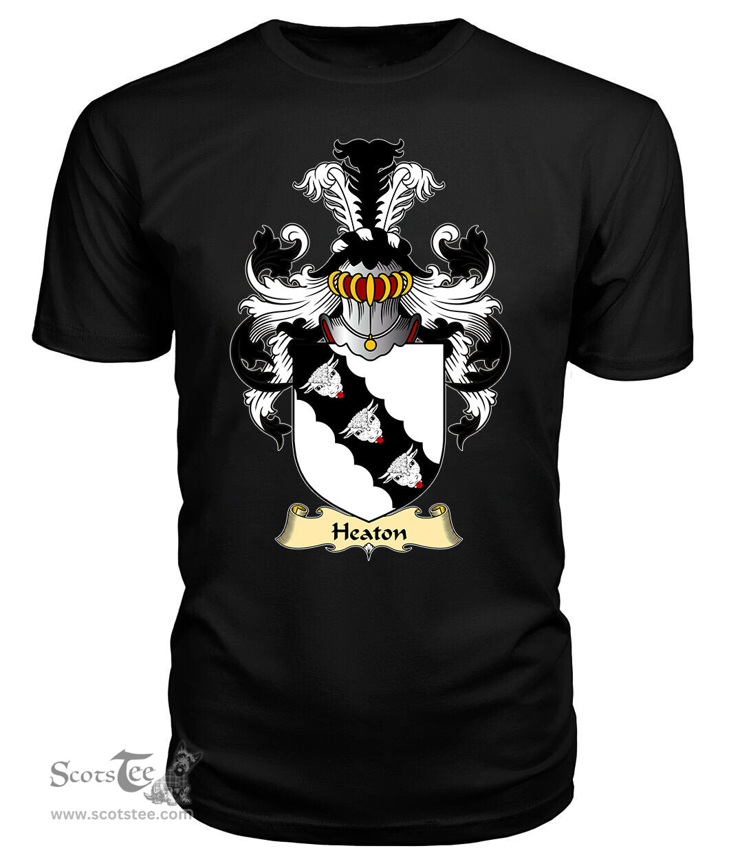 Heaton (of Lleweni Green, Denbighshire) Coat Of Arms Family Crest Wales V23 T Shirt ScotsTee Shop