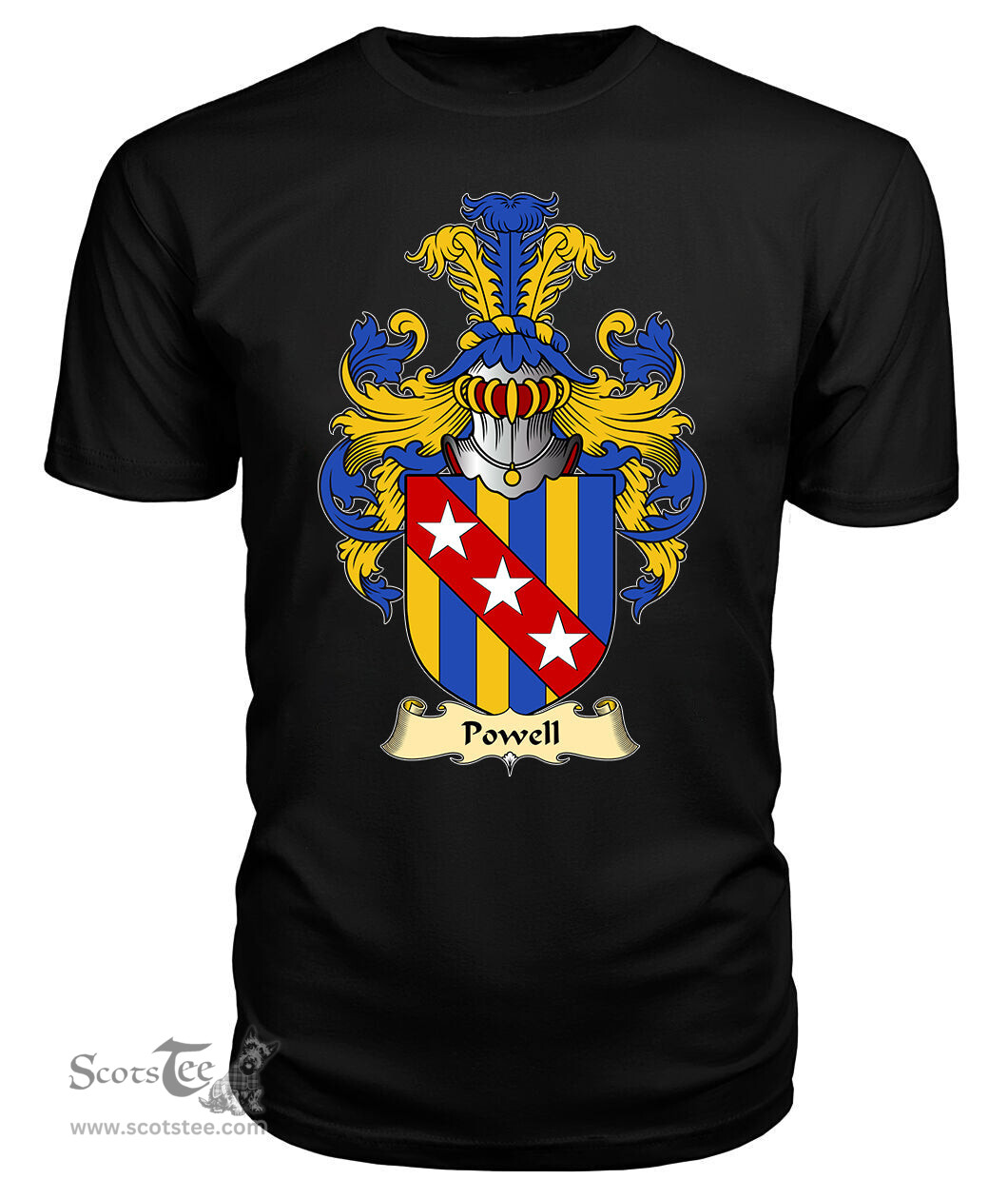 Powell (or POUUEL-Sir Hywel, ap Hywel) Coat Of Arms Family Crest Wales V23 T Shirt ScotsTee Shop