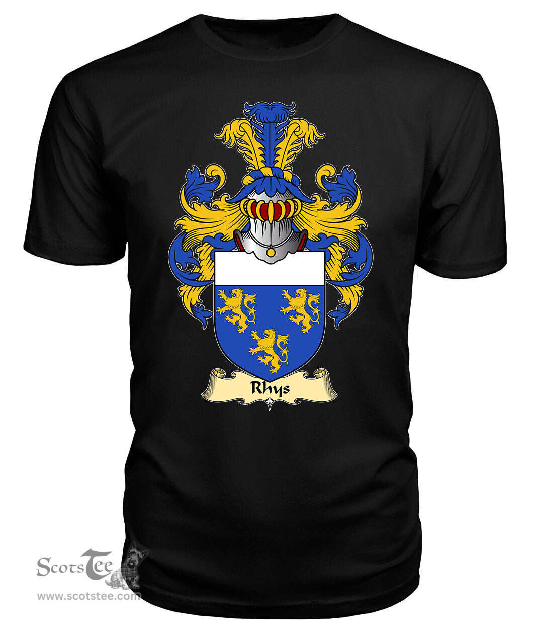 Rhys (AP DAFYDD GOCH) Coat Of Arms Family Crest Wales V23 T Shirt ScotsTee Shop