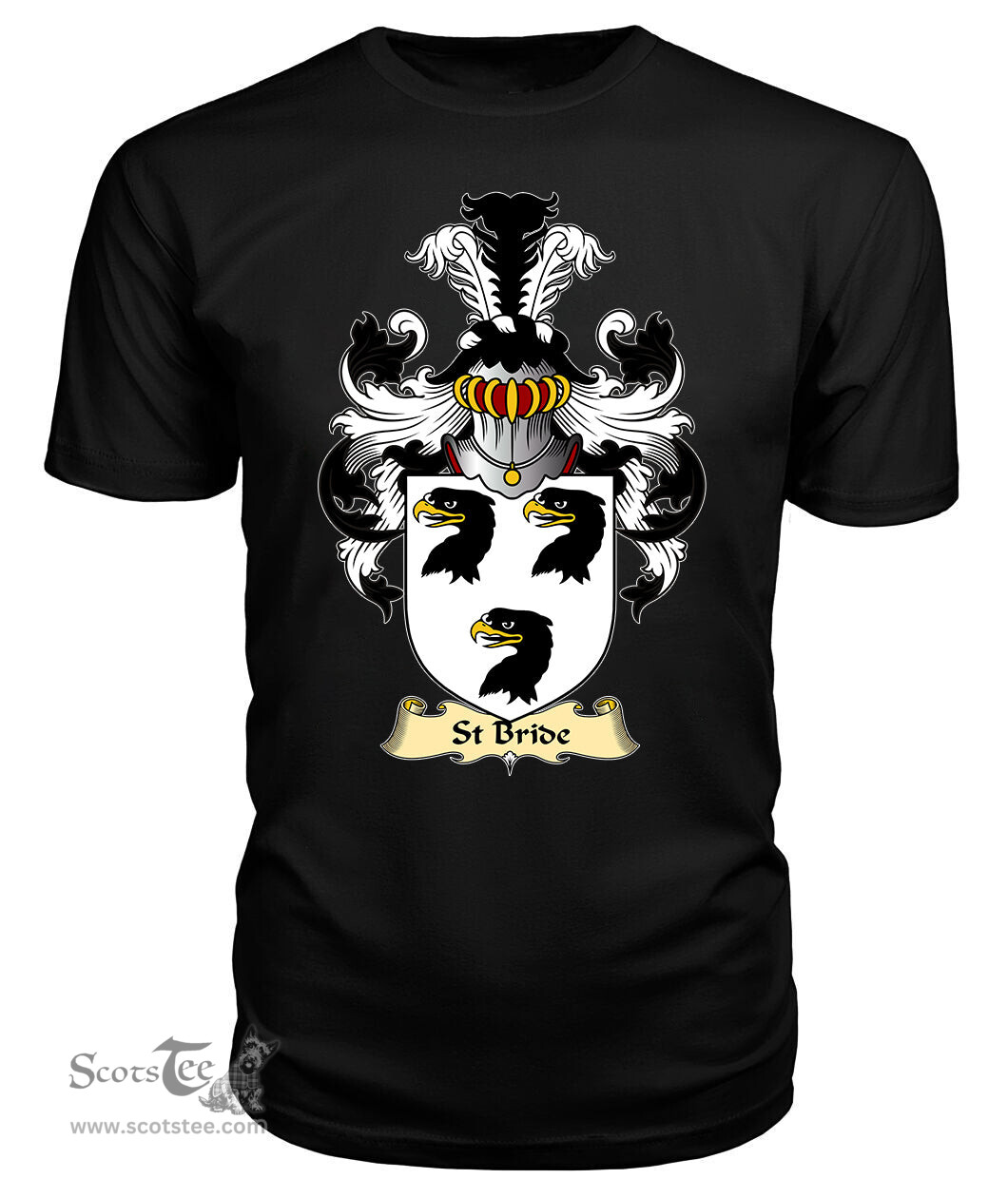 St Bride (of Pembrokeshire) Coat Of Arms Family Crest Wales V23 T Shirt ScotsTee Shop