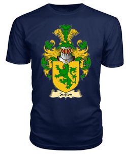Sutton (of Haverfordwest, Pembrokeshire) Coat Of Arms Family Crest Wales V23 T Shirt ScotsTee Shop