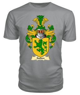 Sutton (of Haverfordwest, Pembrokeshire) Coat Of Arms Family Crest Wales V23 T Shirt ScotsTee Shop