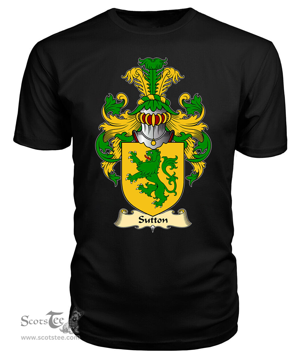 Sutton (of Haverfordwest, Pembrokeshire) Coat Of Arms Family Crest Wales V23 T Shirt ScotsTee Shop