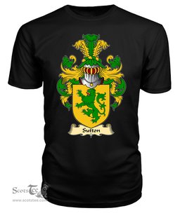 Sutton (of Haverfordwest, Pembrokeshire) Coat Of Arms Family Crest Wales V23 T Shirt ScotsTee Shop