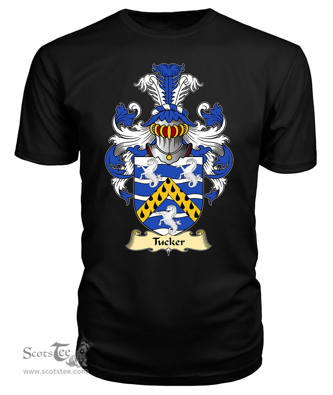 Tucker (of Sealyham, Pembrokeshire) Coat Of Arms Family Crest Wales V23 T Shirt ScotsTee Shop