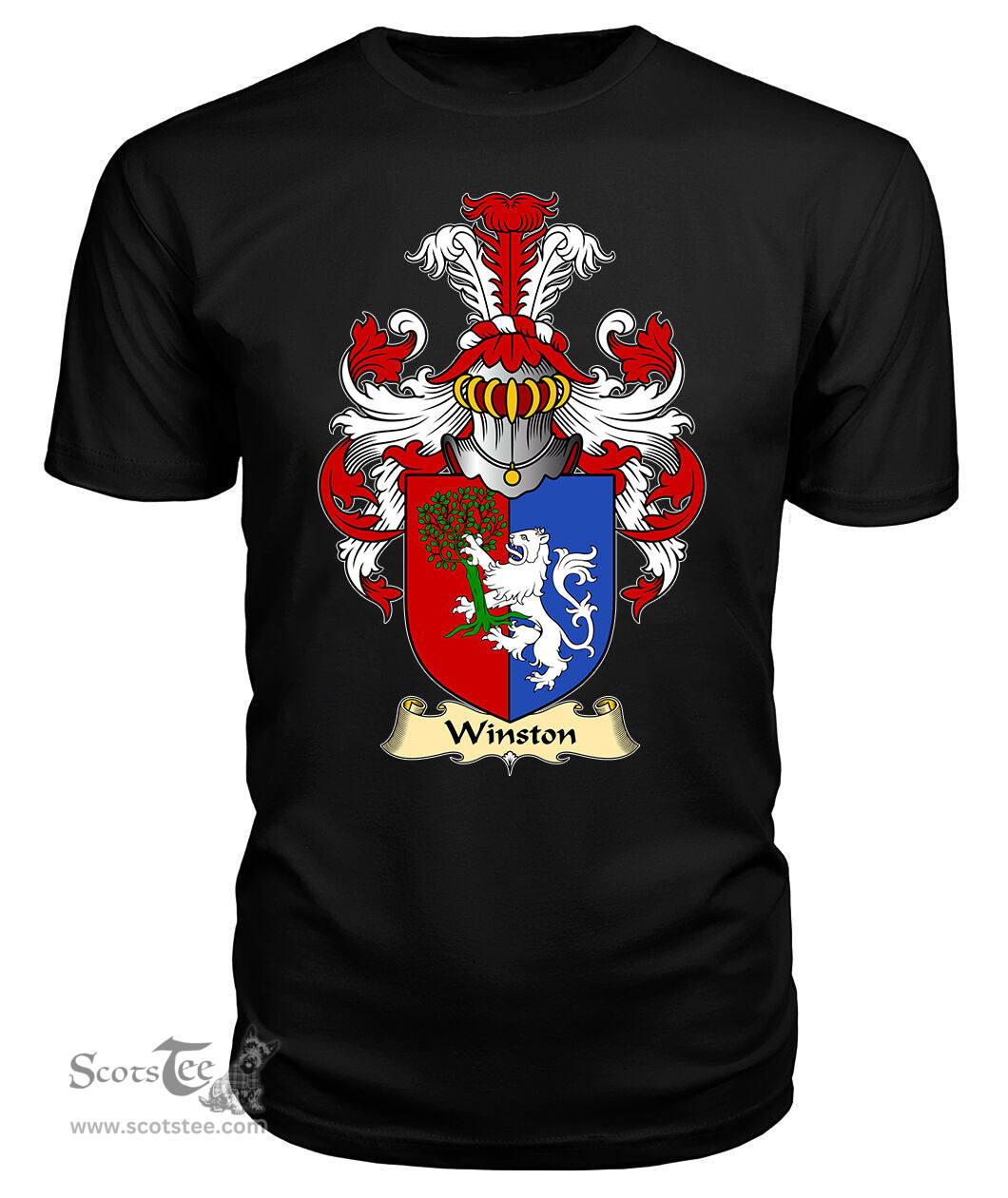 Winston (of Trewyn, Monmouthshire) Coat Of Arms Family Crest Wales V23 T Shirt ScotsTee Shop