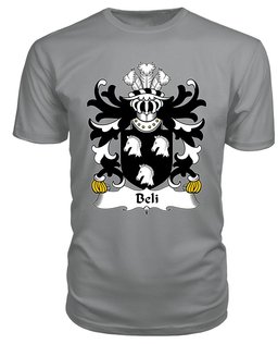 ScotsTee Beli (of Cegidfa, Montgomeryshire) Coat Of Arms Family Crest Welsh Armorial T Shirt