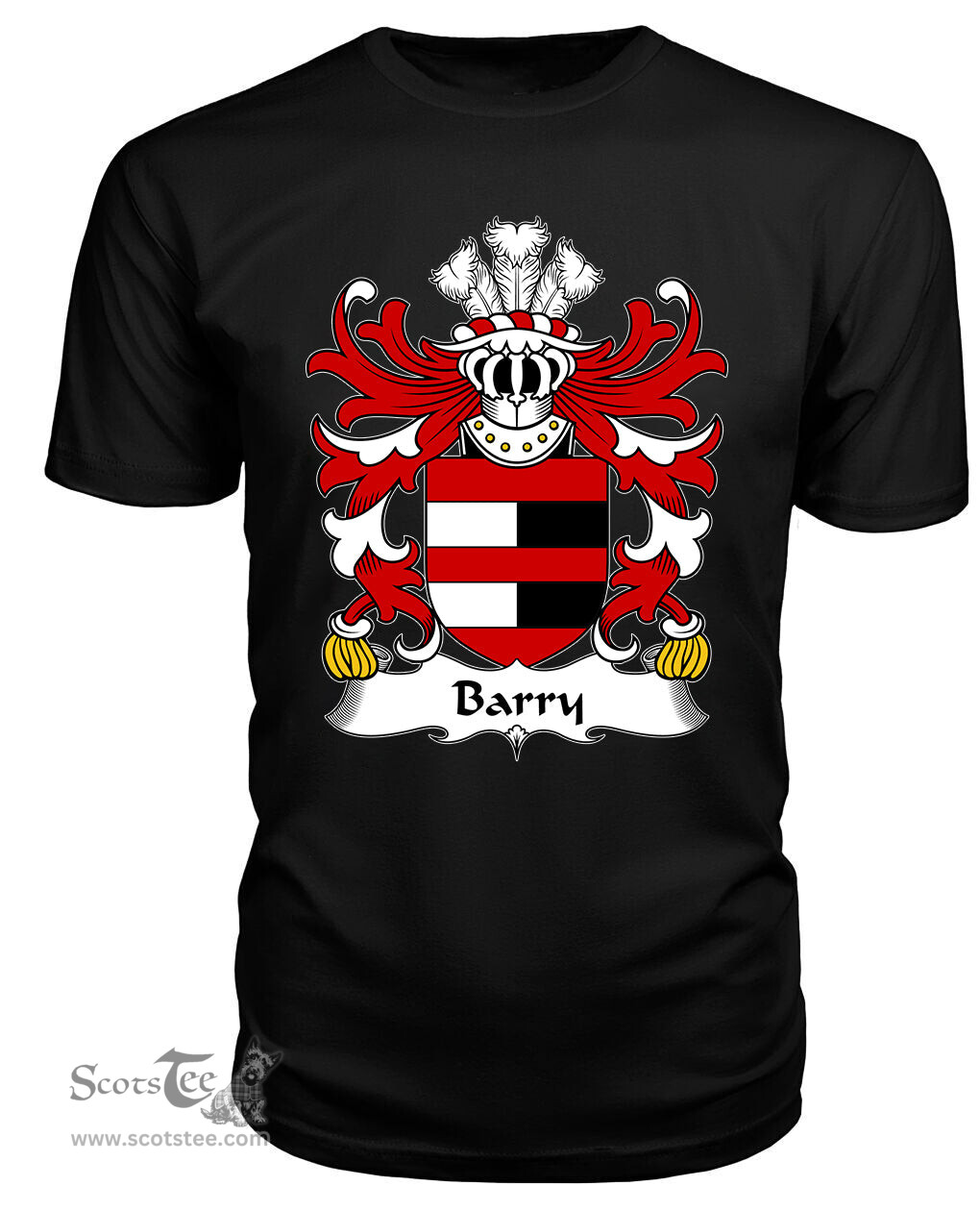 ScotsTee Barry (Herefordshire) Coat Of Arms Family Crest Welsh Armorial T Shirt