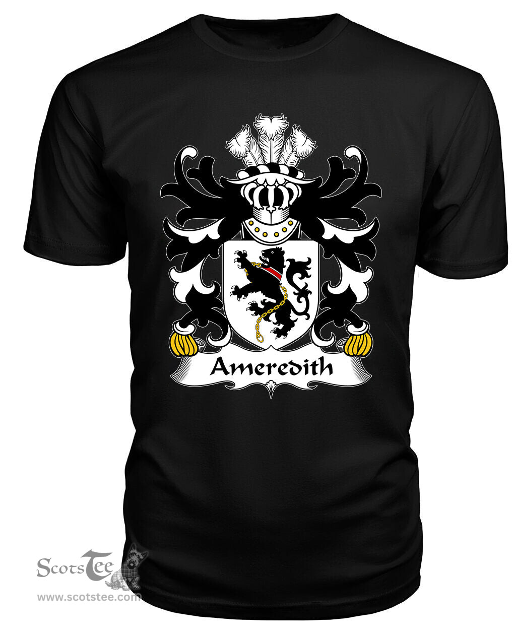 ScotsTee Ameredith (Meredith of Crediton) Coat Of Arms Family Crest Welsh Armorial T Shirt
