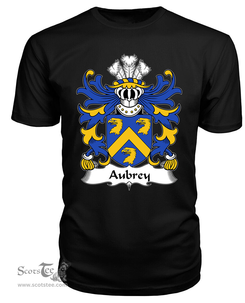 ScotsTee Aubrey (of Breconshire) Coat Of Arms Family Crest Welsh Armorial T Shirt